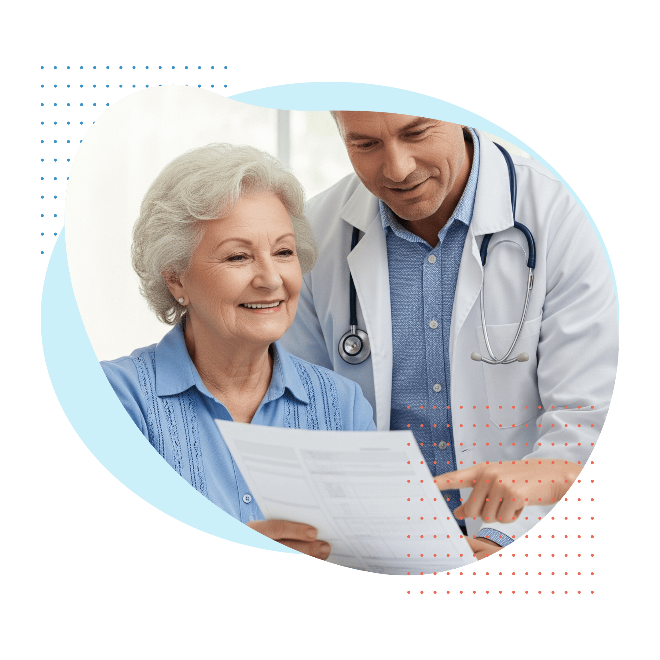 Older woman talking with her health specialist