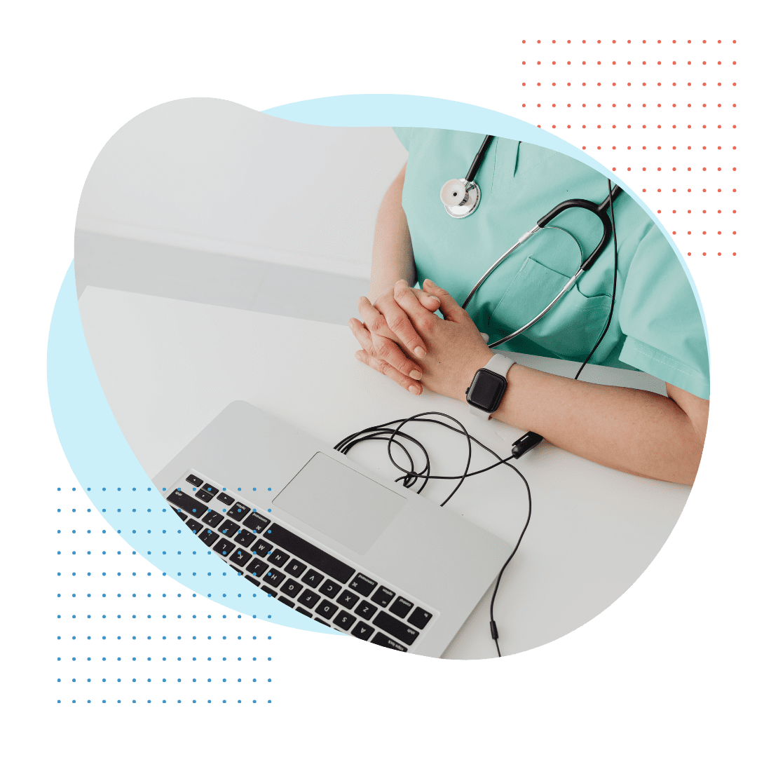 A nurse using a laptop